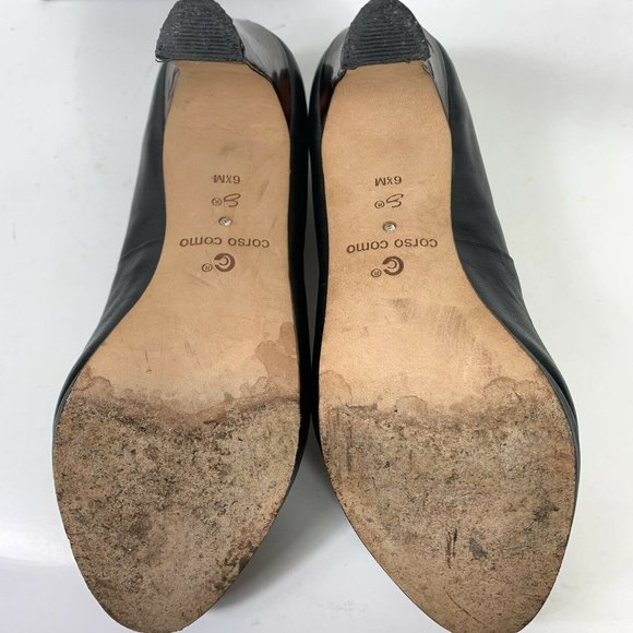 Corso Como Black Leather Heels Pumps Wms Sz 6.5M - Picture 7 of 8
